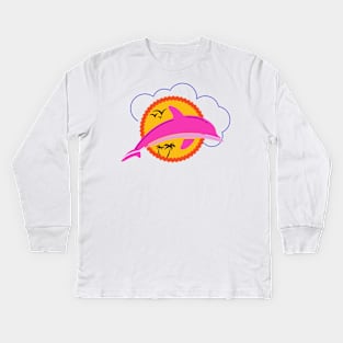 Pink Dolphin Kids Long Sleeve T-Shirt